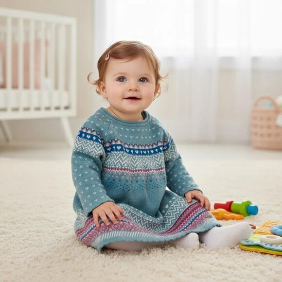 Souris Mini Sweater Knit Fair-Isle Dress size 6 Months - Picture 14 of 14